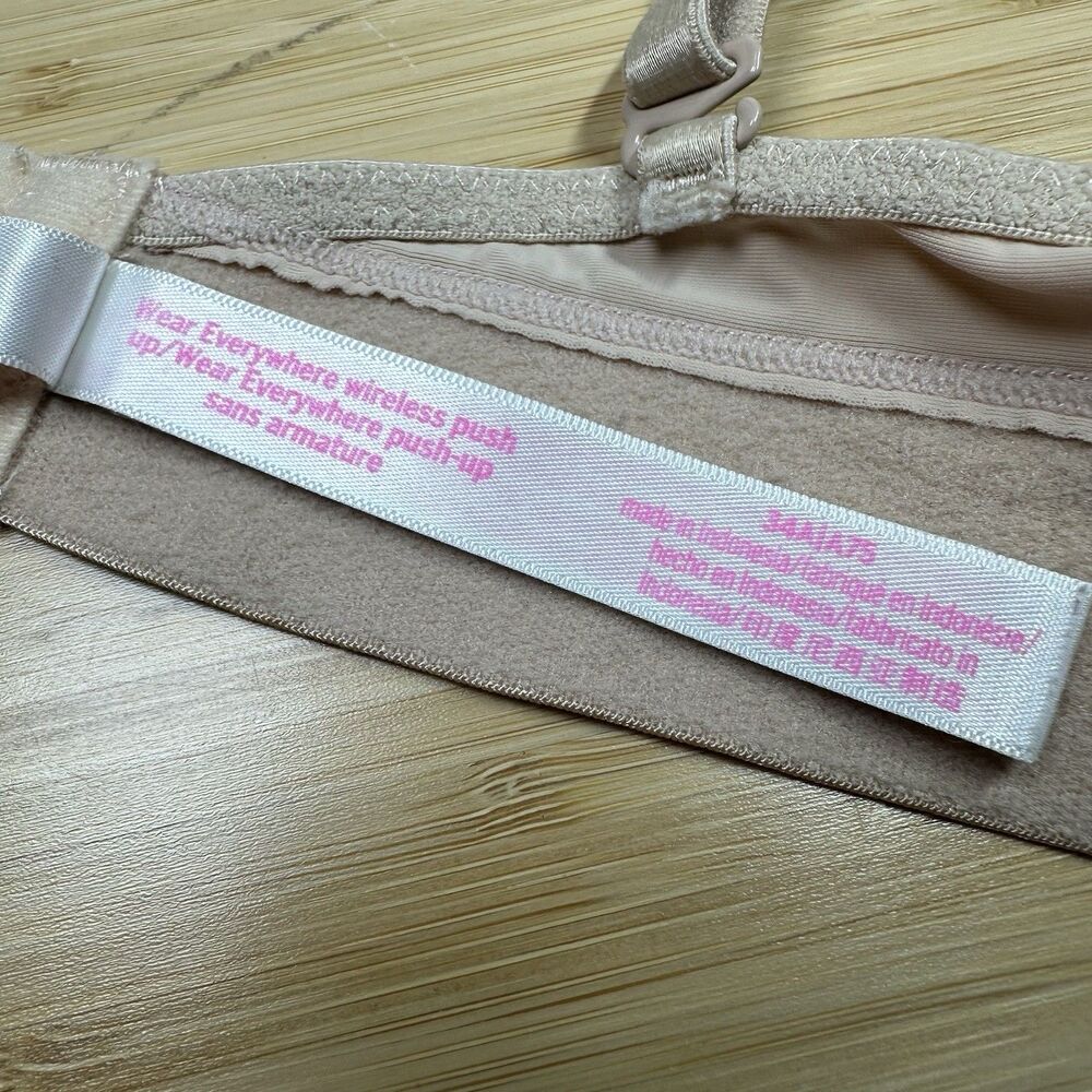 Victoria's Secret Pink Wear Everywhere Wireless Push-Up Bra Convertible 34A Nude - Picture 6 of 9